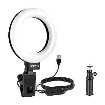 Neewer BR60 5" LED gredzenveida lampa ar klipsi un statīvu