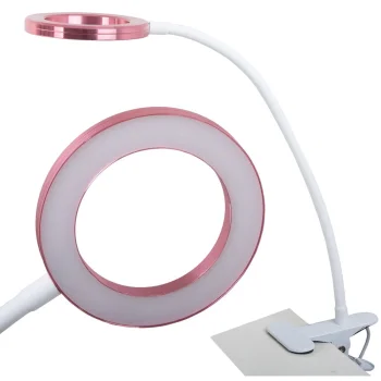 24 LED galda lampa ar klipsi, balta/rozā