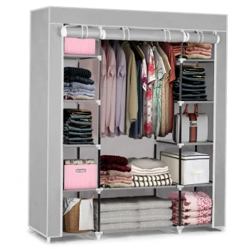 Massido saliekamais liels tekstila drēbju skapis, Pelēks | Textile Closet