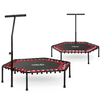 Neo-Sport Fitness Batuts ar Rokturi, 127 cm, Sešstūra, Sarkans