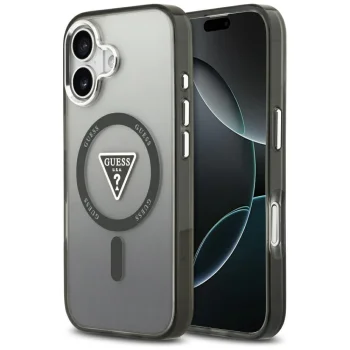 Guess IML Gradient Triangle Logo MagSafe vāciņš Apple iPhone 17 - Melns