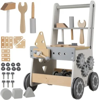 Kruzzel 00024758 koka instrumentu galds bērniem 3-in-1 (balts/pelēks/brūns)