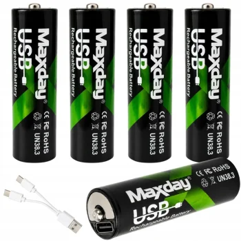 AA Li-Ion 1.5V 2200mWh uzlādējamas baterijas ar USB-C, 4 gab.