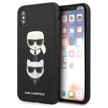 Karl Lagerfeld Saffiano Karl&Choupette Head vāciņš iPhone X/XS Black
