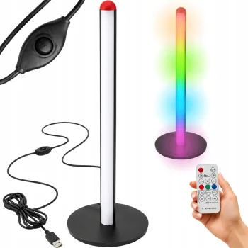 LED RGB grīdas lampa 50cm ar pulti, melna