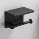 Tualetes papīra turētājs ar plauktu, Melns | Toilet Paper Holder with Shelf