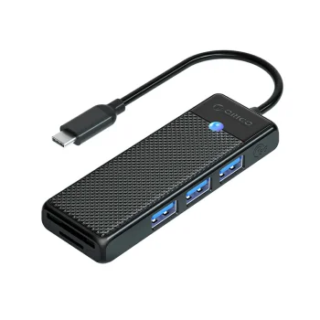 Orico PAPW3AT-U3 USB centrmezgls ar 3x USB-A 3.0 un microSD/SD karšu lasītāju, 1.8m, melns