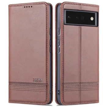 Google Pixel 6 Pro AZNS Leather Stand Case Cover with Card Slots, Coffee | Telefona Maciņš Vāciņš Apvalks...