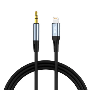 Audio kabelis Vipfan L05 Lightning uz 3.5 mm mini jack AUX, 1 m, pelēks