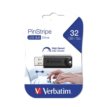 Verbatim Store n Go Pinstripe USB Zibatmiņa, 32GB, Melna