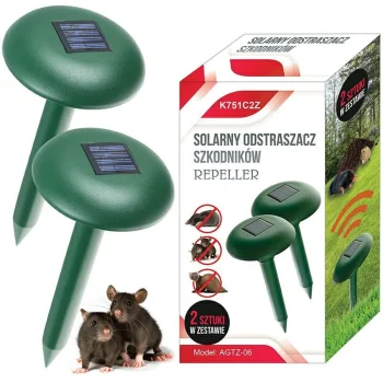 Ultraskaņas Grauzēju un Kurmju Repelents Atbaidītājs ar Saules Bateriju Paneli - 2gab., Zaļš | Ultrasonic Mole...