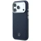 Mercedes Leather Semi Wrap Wood Effect MagSafe vāciņš iPhone 17 Pro Max, Navy Blue