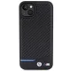 BMW Leather Carbon vāciņš priekš iPhone 15 Plus, melns