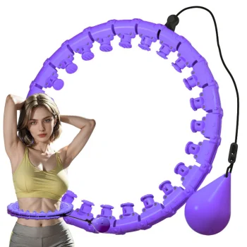 Hula hop riņķis ar svaru un masāžas elementiem, regulējams, violets