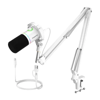 Dinamiskais kardioīda mikrofons Maono PD200XS, USB/XLR, RGB, balts