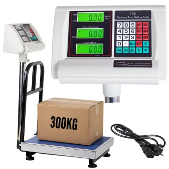 Elektroniskie platformas svari 50x40 cm, 300 kg, sudraba/zila