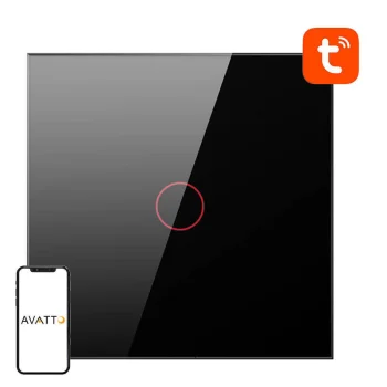 Viedais gaismas slēdzis Avatto TS02-EU-B1 WiFi 1 poga TUYA, Melns