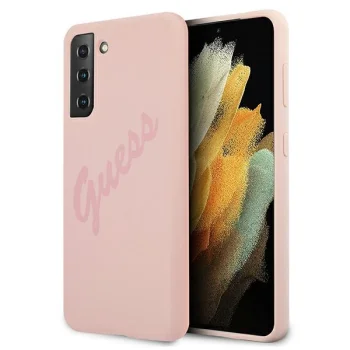 Guess Samsung Galaxy S21+ vāciņš Silicone Vintage Script, rozā