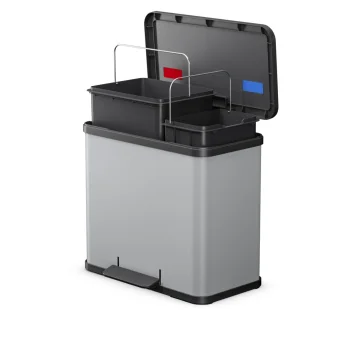Hailo Öko duo Plus L atkritumu šķirošanas tvertne ar pedāli 26L (17+9L), gaiši pelēka