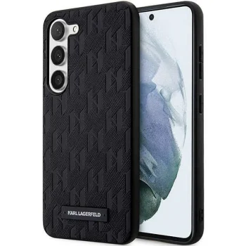 Karl Lagerfeld Saffiano Mono Metal Logo vāciņš Samsung Galaxy S23, melns