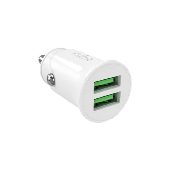 Auto lādētājs Puro Pro Lite 2x USB-A 10W, balts