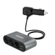 Dudao auto lādētājs un 3 ligzdu piepīpētāja sadalītājs ar 2x USB, melns
