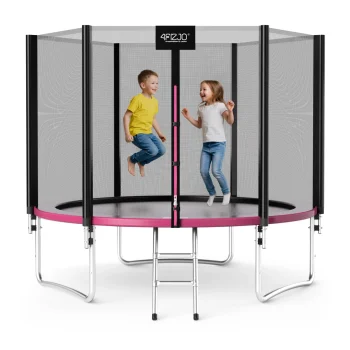 4FIZJO dārza batuts CLASSIC ar tīklu un kāpnēm 312 cm 10 FT, rozā un melns