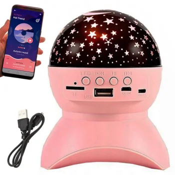 Zvaigžņu projektors un nakts lampa ar Bluetooth skaļruni, rozā