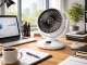 Bezvadu oscilējošs galda ventilators ar taimeri un 6 ātrumiem, balts