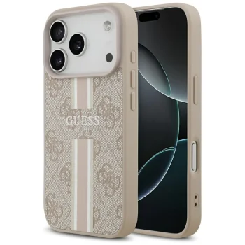 Guess 4G Printed Stripes MagSafe vāciņš iPhone 17 Pro, rozā