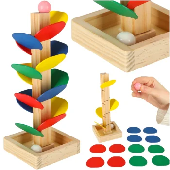 Koka izglītojošā rotaļlieta Koku bumbiņu trase Montessori