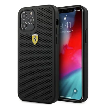 Ferrari iPhone 12 / 12 Pro vāciņš On Track Perforated, melns