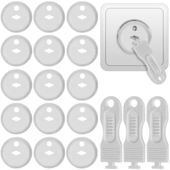Bērnu Drošības Elektrības Rozešu Aizsargi 15 gab., Balti | Child Proof Plug Socket Covers Protectors