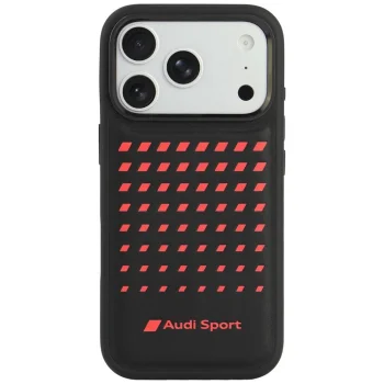 Audi Sport mākslīgās ādas vāciņš priekš iPhone 18 Pro / 17 Pro ar MagSafe, melns