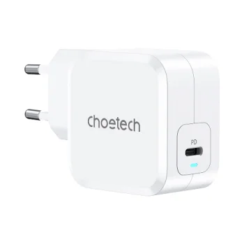Choetech 45W GaN USB-C lādētājs ar PD, QC 3.0 un PPS, balts