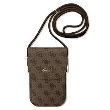 Guess universāla pleca somiņa tālrunim Wallet 4G Cord Script, brūna