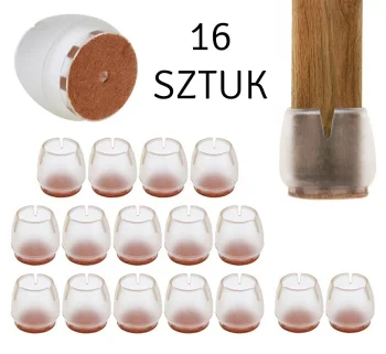 Silikona mēbeļu kāju paliktņi ar filcu, 17-21mm, caurspīdīgi, 16 gab.
