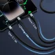 BWOO X274 3-in-1 uzlādes kabelis USB uz USB-C, Lightning un Micro USB 3A, melns