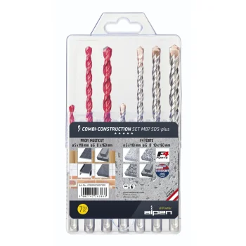 SDS-plus urbju komplekts Alpen Combi Set M B7, 7 gab.