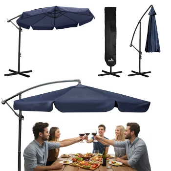 Plonos 488102 saliekams dārza saulessargs 350 cm ar pārvalku, tumši zils
