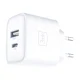 Sienas lādētājs 3mk DualCharge 20W USB-C USB-A PD3.0 QC 3.0 PPS, balts