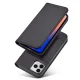 Atverams vāciņš iPhone 12 Pro ar karšu kabatām un statīvu Magnet Card Case, melns