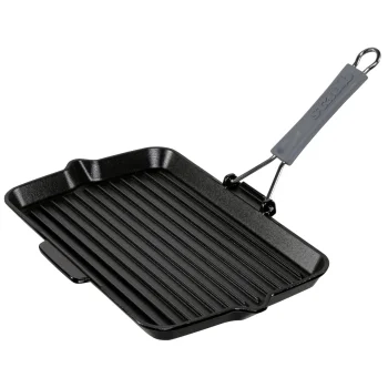 Čuguna grila panna Staub 34 x 21 cm, indukcijai, melna