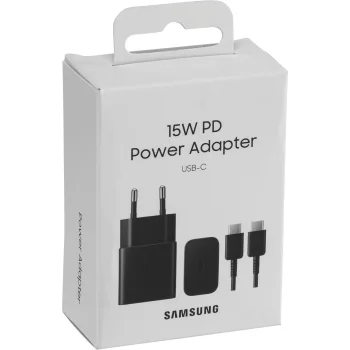 Samsung EP-T1510XBEGEU 15W PD USB-C tīkla lādētājs ar USB-C kabeli, melns