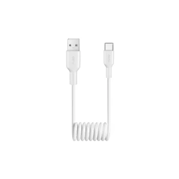 Puro spirālveida USB-A - USB-C kabelis 10W 1m, balts