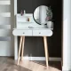Moderns kosmētikas galdiņš ar spoguli un plauktiem ModernHome, balts