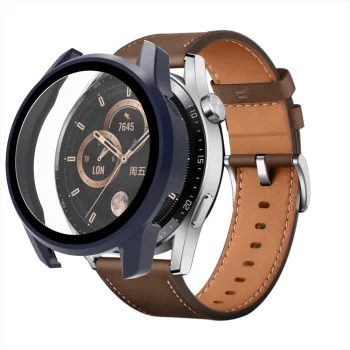Aizsargstikls ar ietvaru Huawei Watch GT3 42mm pulkstenim, tumši zils