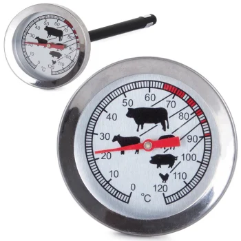 Gaļas termometrs ar zondi, 0-120°C, sudraba