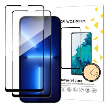 Aizsargstikls Wozinsky Samsung Galaxy M16 Full Glue 9H, 2 gab., melns