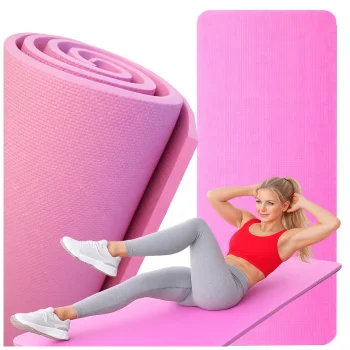Vingrošanas paklājiņš jogai un fitnesam 170x60cm 1cm biezs, rozā
